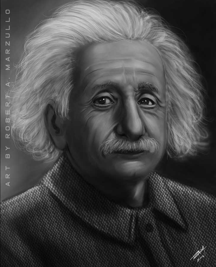 Albert Einstein Digital Painting by Robert A. Marzullo