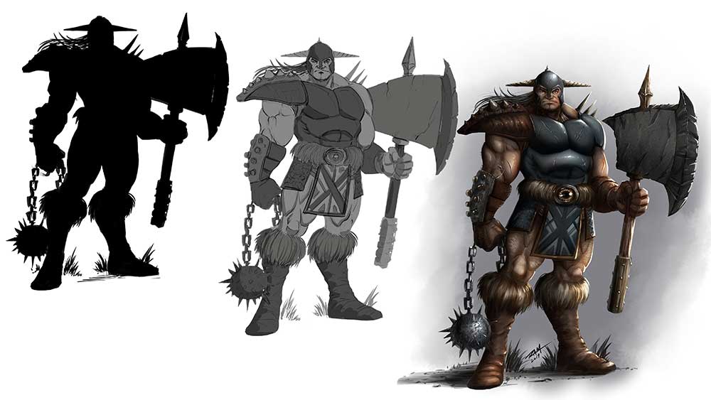 Warrior Character Design - Stages of the Work by Robert A. Marzullo